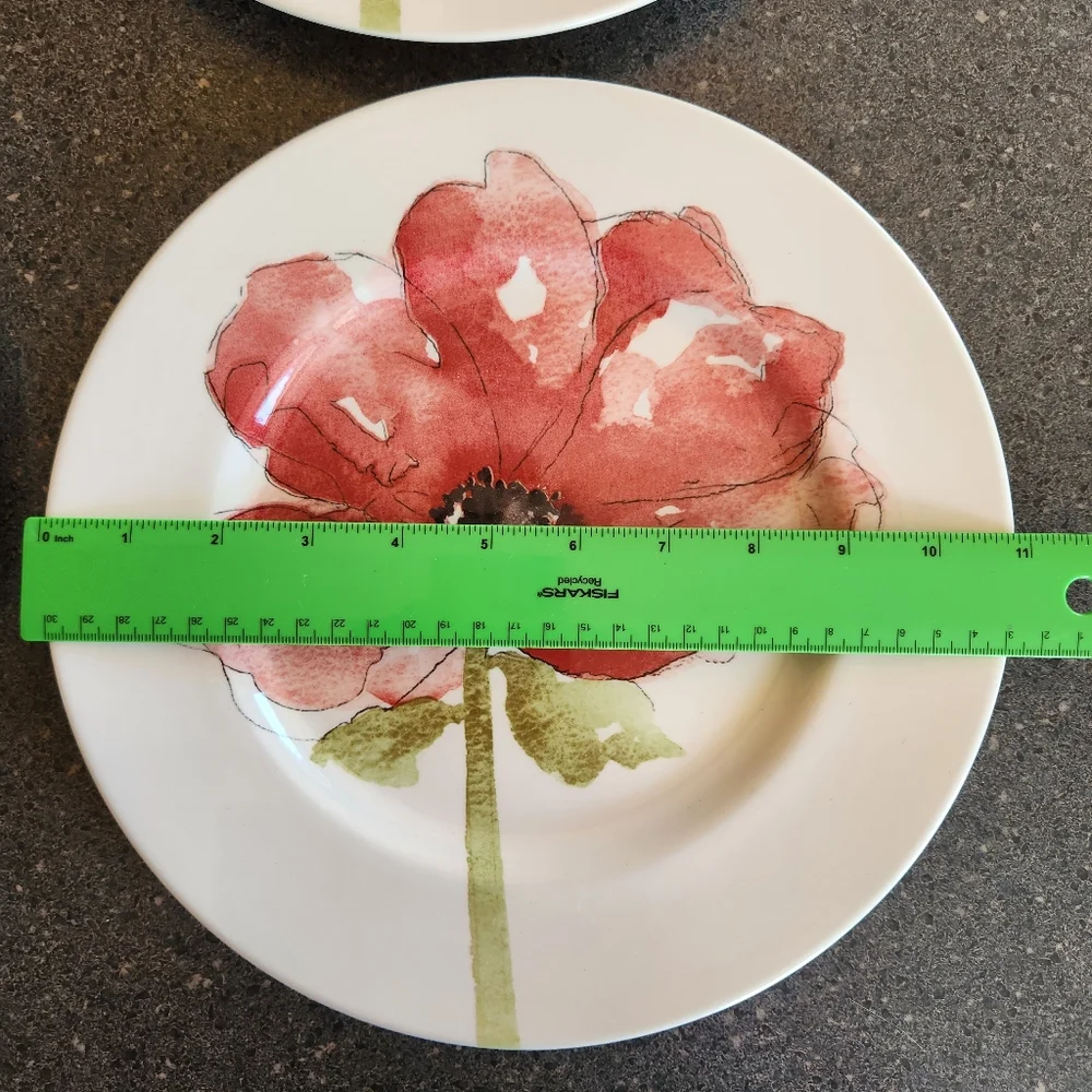 12 Royal Stafford Burlsem Red Poppy Flower Plates 6 Dinner & 6 salad. - Picture 4 of 6